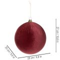 Velvet Red Christmas Baubles Large Hanging Ornament 25cm Set of 2 | Floristik24.co.uk