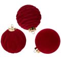 Floristik24 Set of 12 Velvet Christmas Baubles Bordeaux Red 8cm