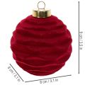 Set of 12 Velvet Christmas Baubles Bordeaux Red 8cm | Floristik24.co.uk