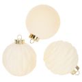 Floristik24 White Textured Christmas Bauble Ornament Set, 8cm, 12 Pieces