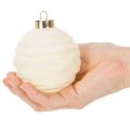 White Textured Christmas Bauble Ornament Set, 8cm, 12 Pieces | Floristik24.co.uk