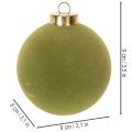 Set of 12 Moss Green Flocked Christmas Baubles, 8cm, Plastic | Floristik24.co.uk