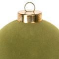 Set of 12 Moss Green Flocked