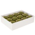 Set of 12 Moss Green Flocked