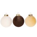 Velvet-Look Christmas Baubles Set of 12 in Warm Tones, 8cm Diameter | Floristik24.co.uk