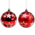 Floristik24 Christmas balls with stars in red 2pcs Ø8cm