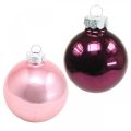 Floristik24 Mini tree balls, Christmas ball mix, Christmas tree pendant violet H4.5cm Ø4cm real glass 24pcs