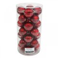 Floristik24 Tree ball, Christmas tree decorations, glass ball red marbled H4.5cm Ø4cm real glass 24pcs
