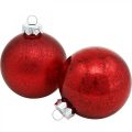 Floristik24 Christmas tree decorations, tree pendants, Christmas ball red marbled H8.5cm Ø7.5cm real glass 14pcs