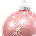 Floristik24 Christmas balls with pearls Pink Ø8cm 3pcs