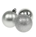 Floristik24 Christmas ball plastic silver 6cm 10pcs
