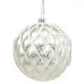 Floristik24 Christmas balls with diamond pattern silver matt, glossy Ø8cm 2pcs