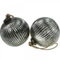 Floristik24 Christmas balls glass Christmas tree balls silver with grooves Ø12cm 2pcs