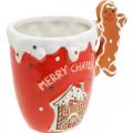 Floristik24 Christmas cup Merry Christmas red ceramic H10.5cm