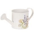Floristik24 White metal watering can with floral motif, 13.5cm, decorative planter