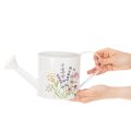 White metal watering can with floral motif, 13.5cm, decorative planter | Floristik24.co.uk