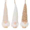 Floristik24 Wooden and Textile Gnome Decorations with Beard, 17cm, Set of 6, Beige, White, and Light Brown