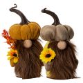 Floristik24 Pumpkin Gnome Autumn Decorations with Sunflower and Beard 16cm Set of 2