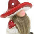 Floristik24 Deco elf ceramic mushroom hat table decoration red, white H10.5cm 3pcs