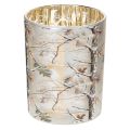 Floristik24 Glass Lantern with Winter Forest Branch Design, Gold Interior, 12cm