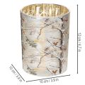 Glass Lantern with Winter Forest Branch Design, Gold Interior, 12cm | Floristik24.co.uk