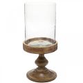 Floristik24 Lantern glass on wooden base decorative glass antique look Ø22cm H45cm