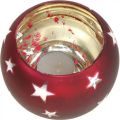 Floristik24 Lantern glass tealight glass with stars red Ø12cm H9cm
