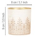 Lantern glass tealight holder floral pattern Ø8cm H9cm 2pcs | Floristik24.co.uk