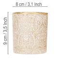 Lantern Glass Tea Light Holder Paisley Pattern Ø8cm H9cm 2pcs | Floristik24.co.uk