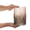 Glass Lantern with House Motif for Table Decoration, Brown, 23cm | Floristik24.co.uk