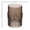 Glass Lantern with House Motif for Table Decoration, Brown, 23cm | Floristik24.co.uk