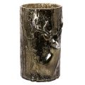 Floristik24 Glass Lantern with Deer Head and Tree Reliefs, 26cm, Green-Brown, Indoor Decoration
