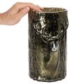 Glass Lantern with Deer Head and Tree Reliefs, 26cm, Green-Brown, Indoor Decoration | Floristik24.co.uk