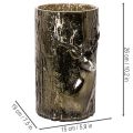 Glass Lantern with Deer Head and Tree Reliefs, 26cm, Green-Brown, Indoor Decoration | Floristik24.co.uk