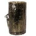 Glass Lantern with Deer Head and Tree Reliefs, 26cm, Green-Brown, Indoor Decoration | Floristik24.co.uk