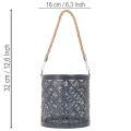 Lantern metal decoration Lantern with handle and glass Anthracite Ø16cm 2pcs | Floristik24.co.uk