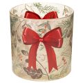 Floristik24 Glass Candle Holder with Red Bow and Winter Branches, 15cm