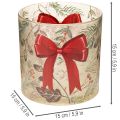Glass Candle Holder with Red Bow and Winter Branches, 15cm | Floristik24.co.uk