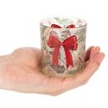 Glass Candle Holder with Red Bow and Christmas Branches 8cm Set of 2 | Floristik24.co.uk