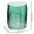 Glass Lantern with Pine Tree Relief Design, 16cm, Turquoise Green, Indoor Festive Decoration | Floristik24.co.uk