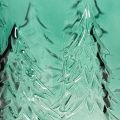 Glass Lantern with Pine Tree Relief Design, 16cm, Turquoise Green, Indoor Festive Decoration | Floristik24.co.uk