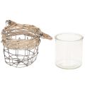 Lantern tealight holder glass metal willow Ø10.5cm 3pcs | Floristik24.co.uk