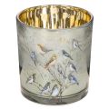 Floristik24 Glass Tealight Holders with Bird and Snowflake Design, Gold Interior, 8cm, Set of 2