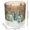 Glass Lantern with Winter Forest Design, 15cm, Multicolour, Indoor Tealight Holder | Floristik24.co.uk