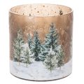 Floristik24 Glass Candle Holder with Winter Forest Design, 20cm