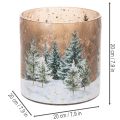 Glass Candle Holder with Winter Forest Design, 20cm | Floristik24.co.uk