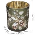Glass Candle Holder with Winter Pine Motif, 8cm, Set of 2 | Floristik24.co.uk