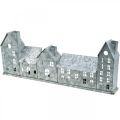 Row of houses, metal decoration for lighting, Advent decoration, silver lantern L52cm H20cm | Floristik24.co.uk