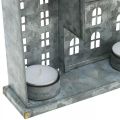 Row of houses, metal decoration for lighting, Advent decoration, silver lantern L52cm H20cm | Floristik24.co.uk
