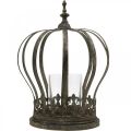 Crown as a lantern, candle decoration, metal crown, antique look, H28cm, Ø21cm | Floristik24.co.uk